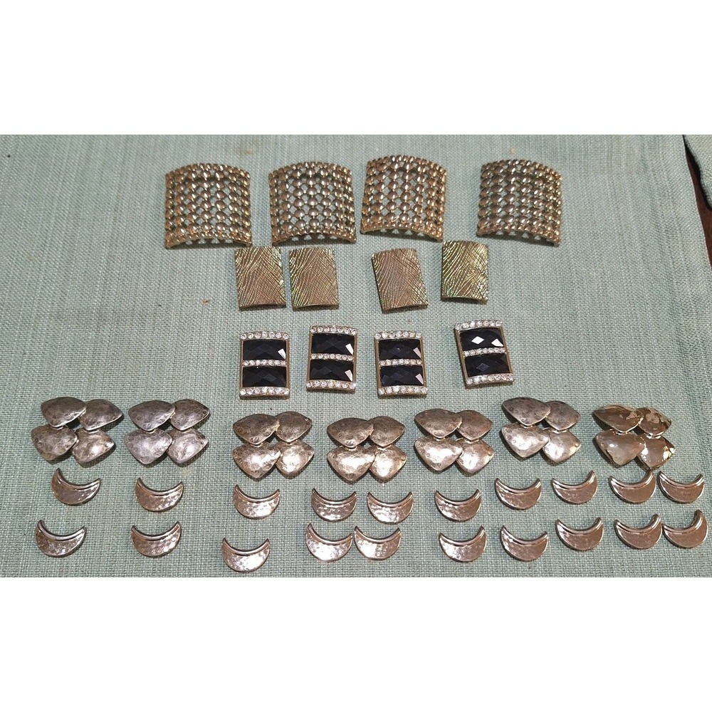 Vintage Jewelry Lot Gold Tone Rhinestone Parts Repair Craft Bracelet Pieces Mixe